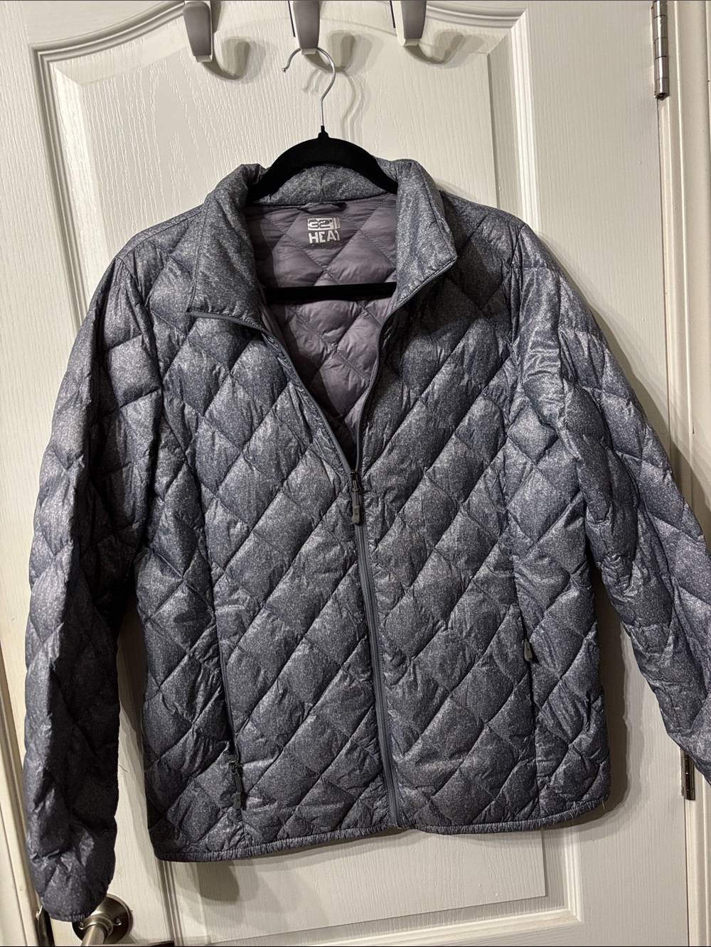 32 Degrees Gray Diamond-Quilt Puffer Jacket